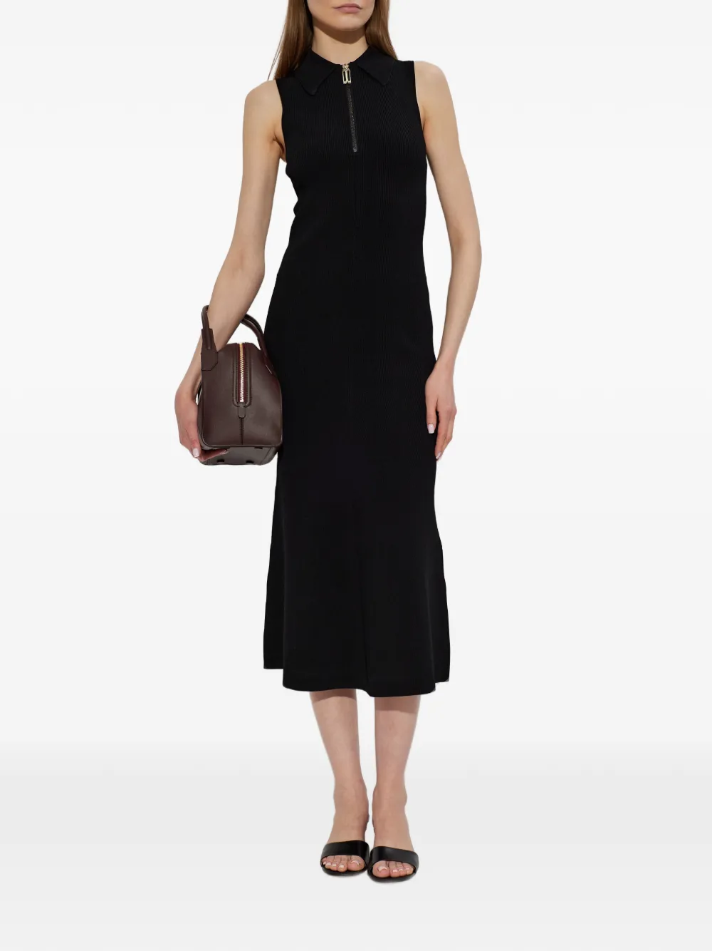 Victoria Beckham Midi-jurk met kraag Zwart