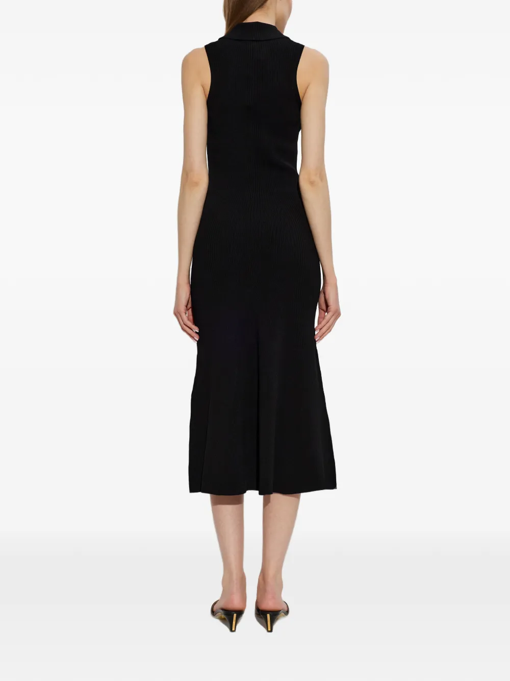 Victoria Beckham Midi-jurk met kraag Zwart