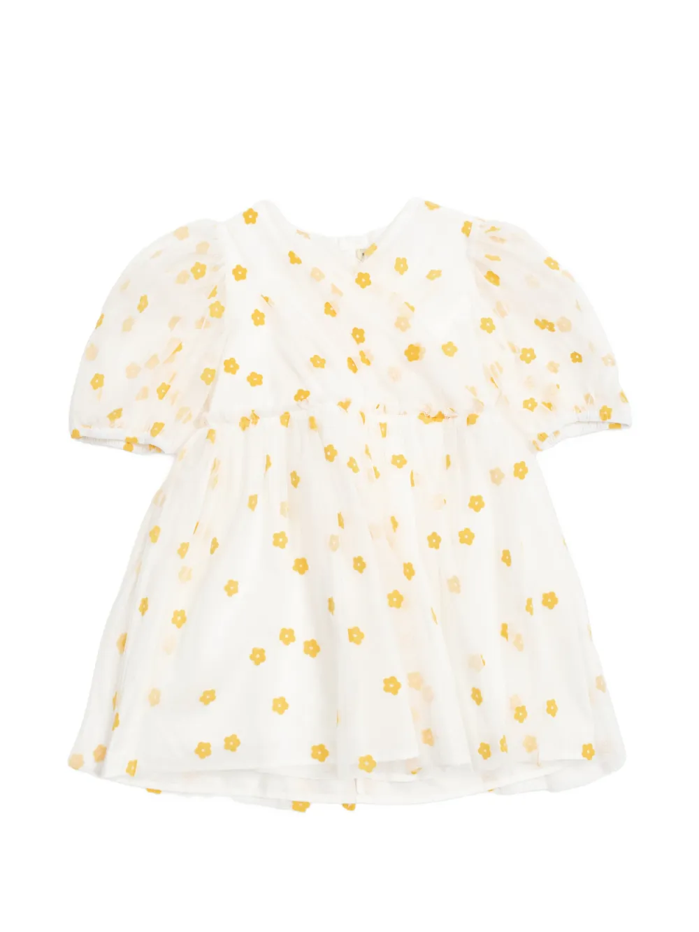 Stella McCartney Kids puff-sleeve floral dress - Bianco
