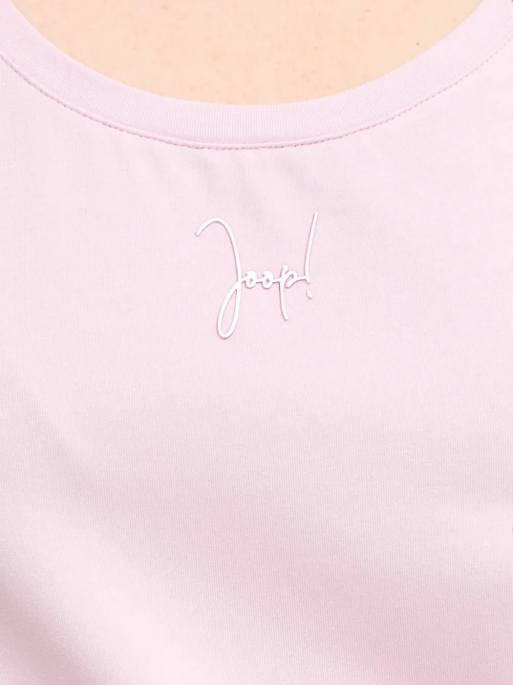 Joop! Tobie T-shirt met geborduurd logo en diepe ronde hals Roze