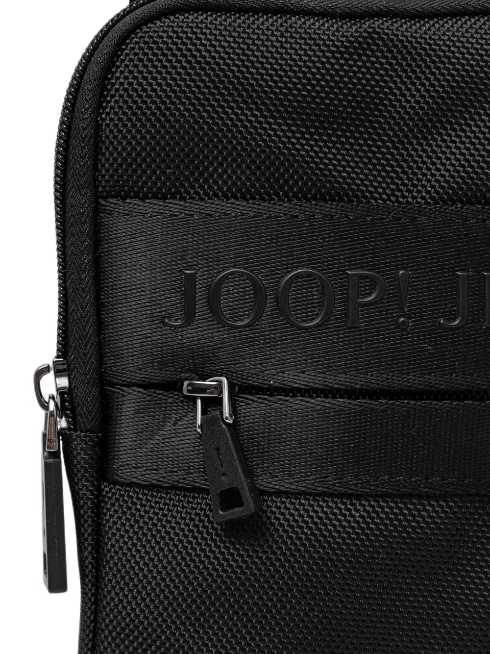 Joop! Modica Rafael messengertas met ritssluiting en logo-reliëf Zwart