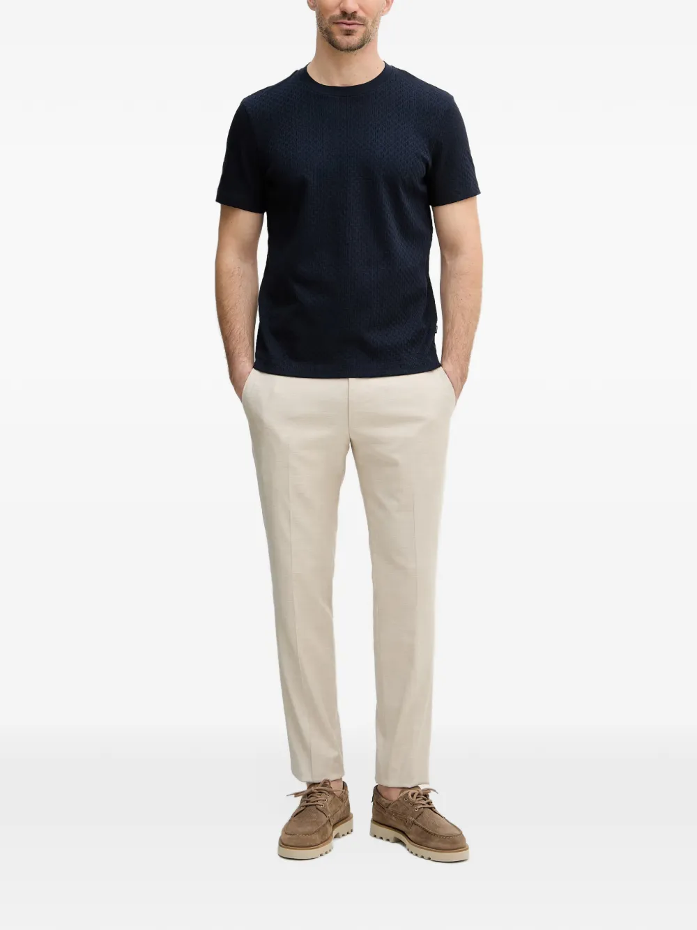 Joop! Getextureerd T-shirt Blauw
