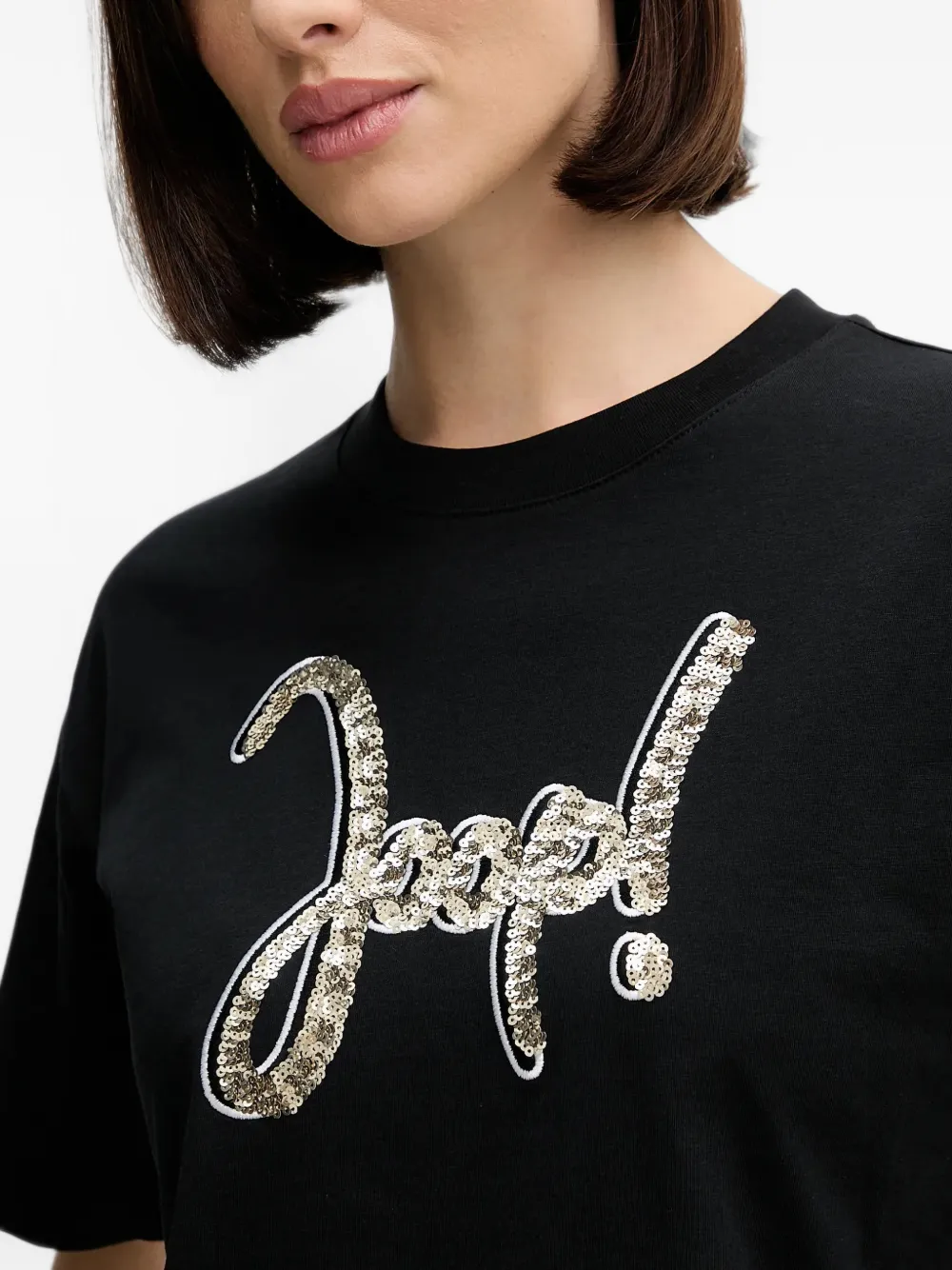Joop! Toraya T-shirt met ronde hals en logoprint Zwart