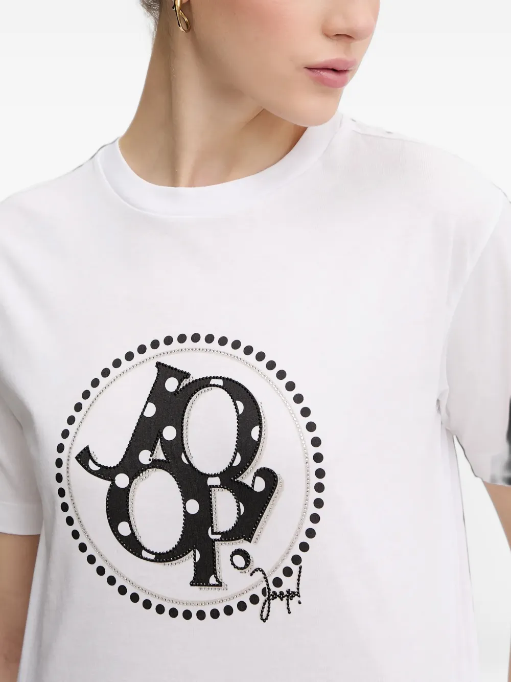 Joop! T-shirt met stippen en logo Wit