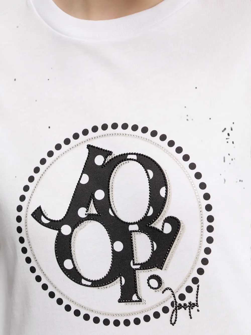 Joop! T-shirt met stippen en logo Wit