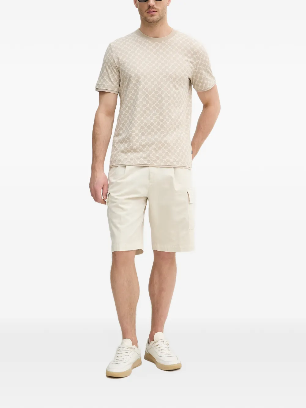 Joop! T-shirt met ronde hals en patroon Beige