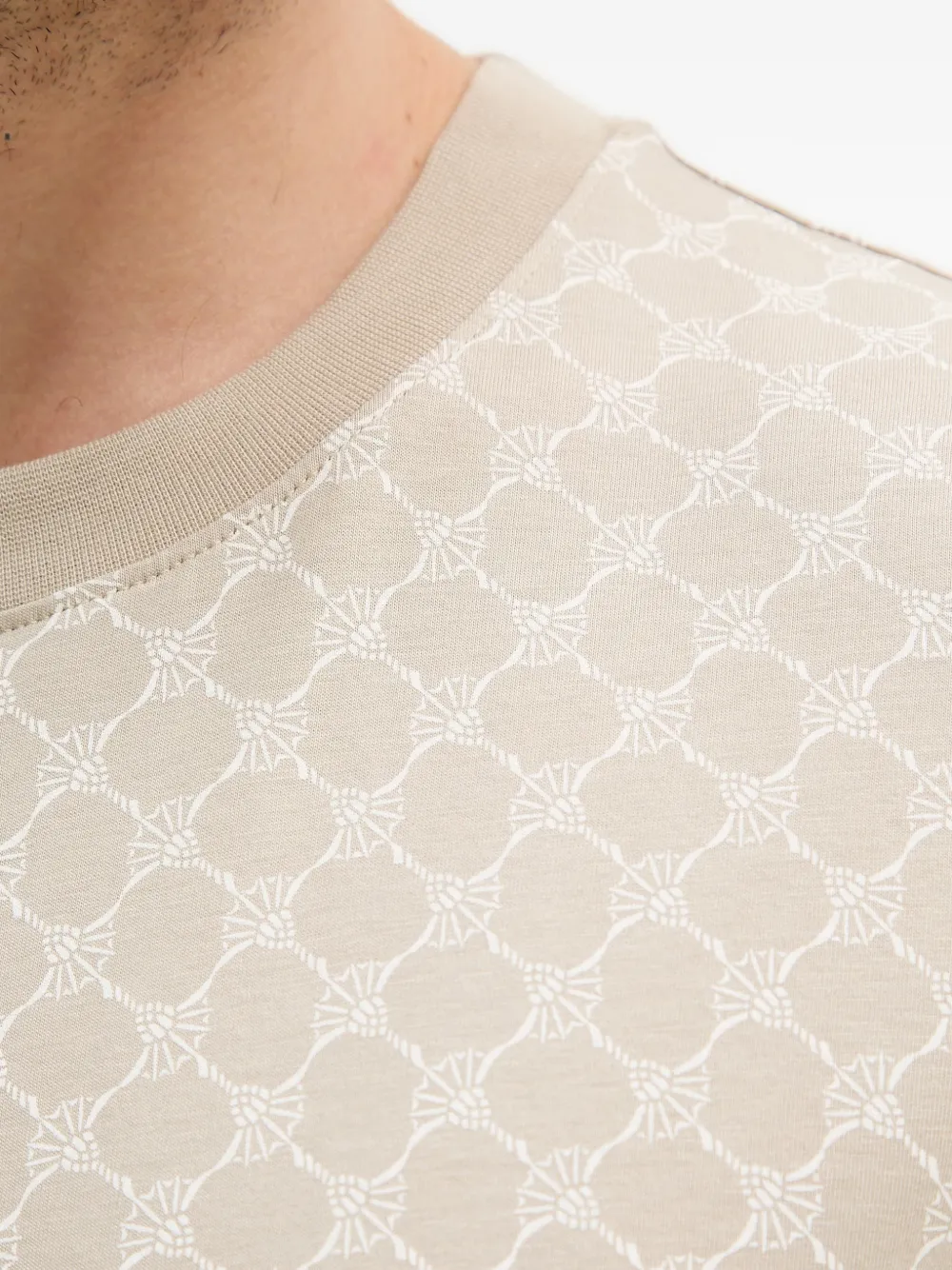 Joop! T-shirt met ronde hals en patroon Beige