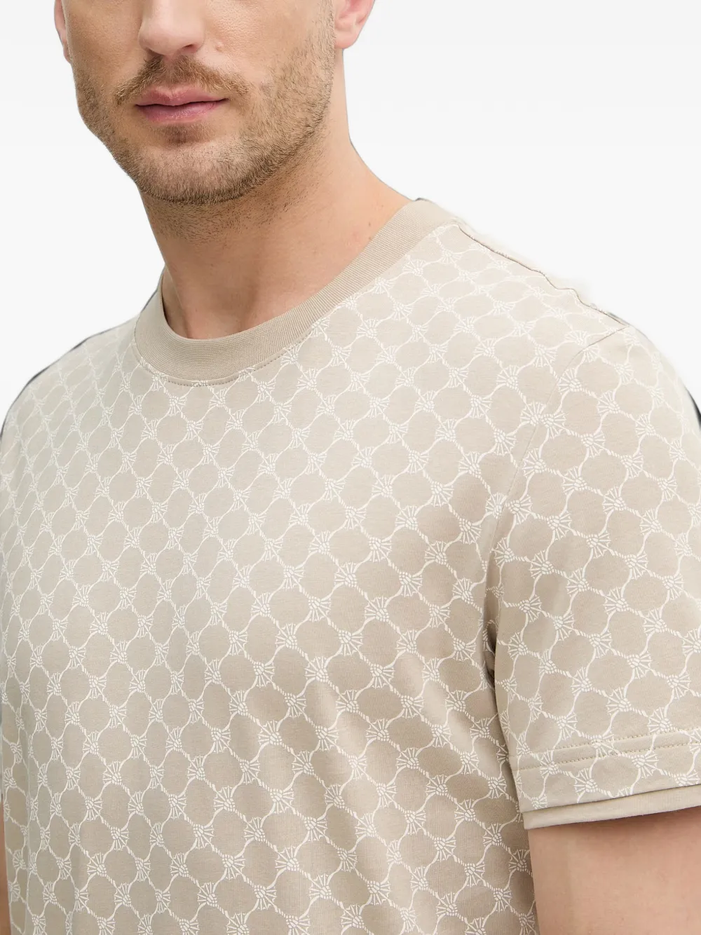 Joop! T-shirt met ronde hals en patroon Beige