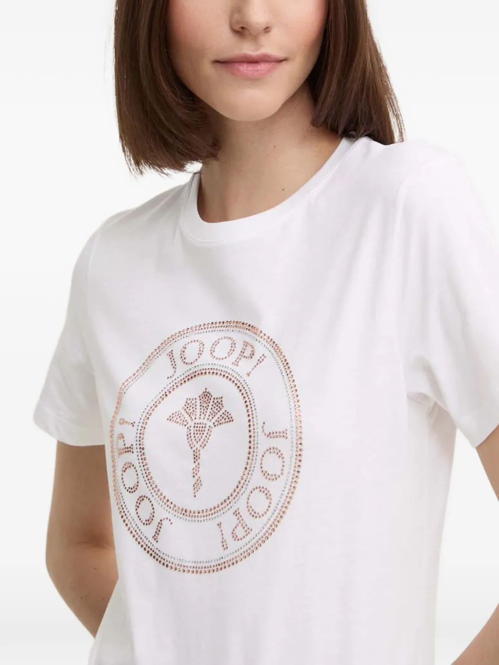Joop! T-shirt verfraaid met kristallen Wit