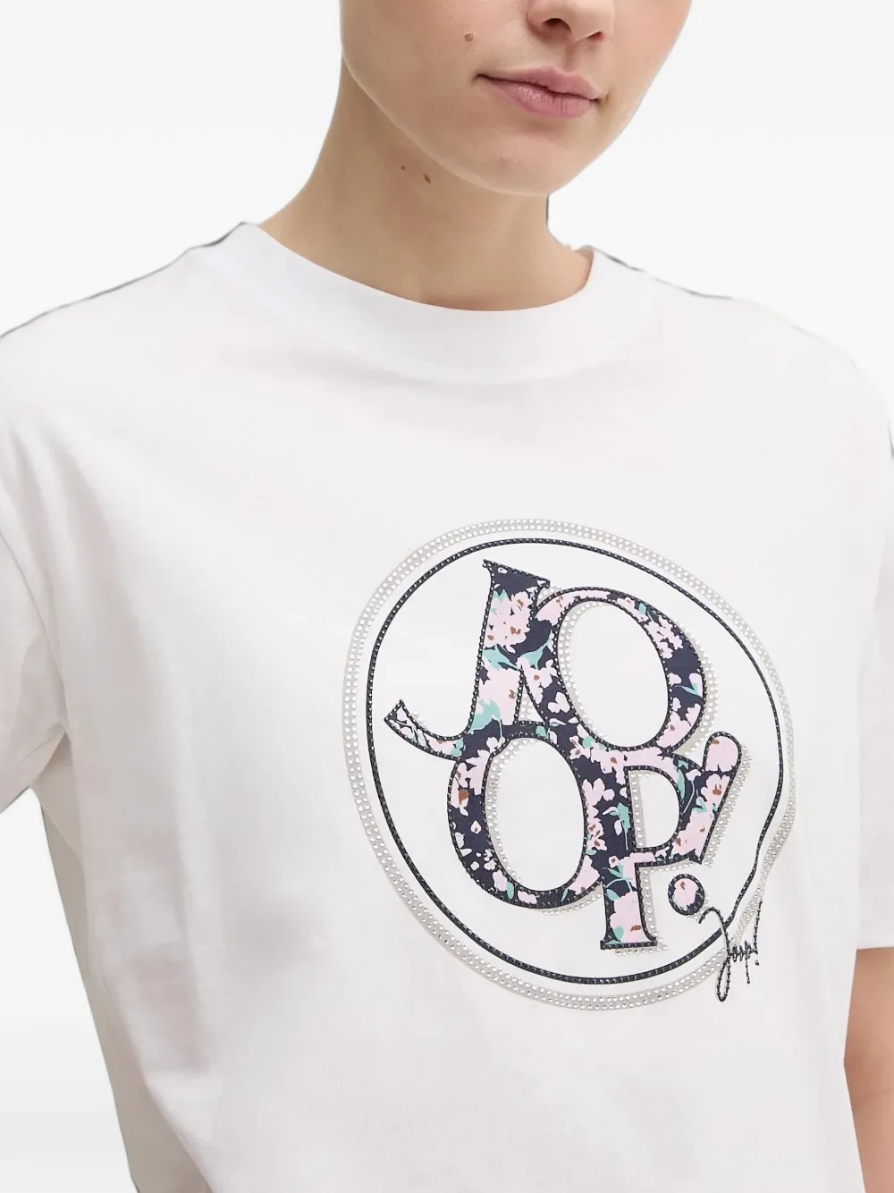 Joop! Tashi katoenen T-shirt met logo-print Wit