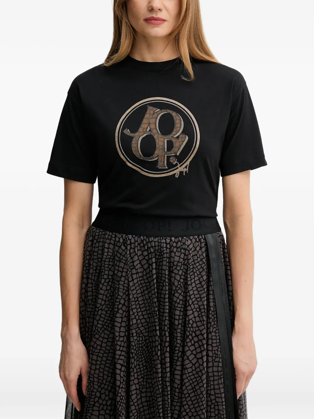 Joop! Tashi logo-print rhinestone-embellished T-shirt Zwart