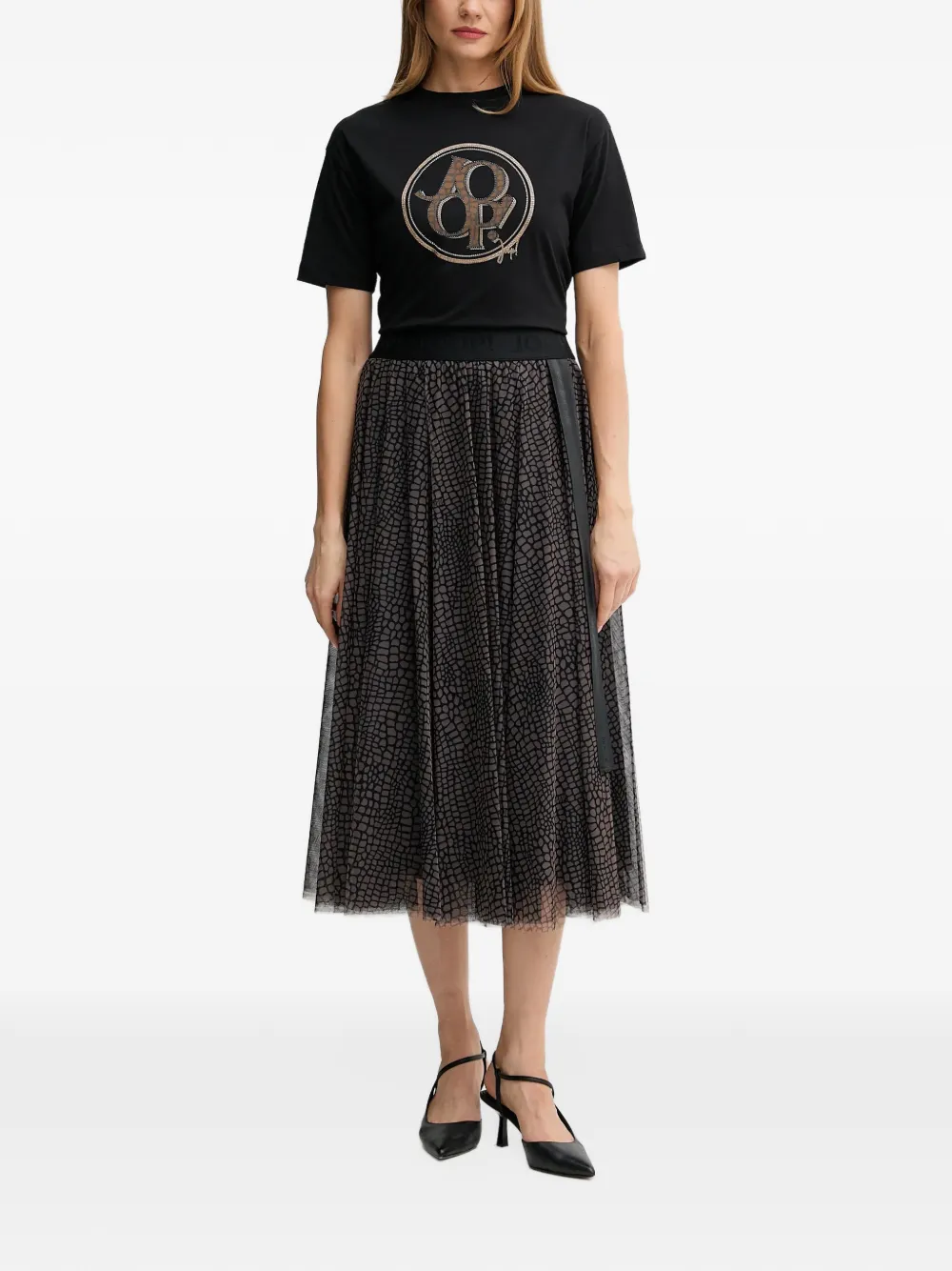 Joop! Tashi logo-print rhinestone-embellished T-shirt Zwart