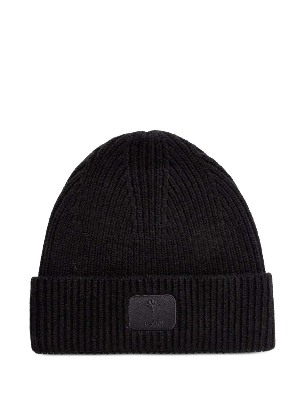 Joop! logo-patch ribbed-knit beanie hat - Nero
