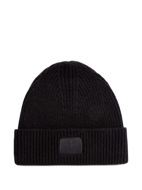 Joop! logo-patch ribbed-knit beanie hat