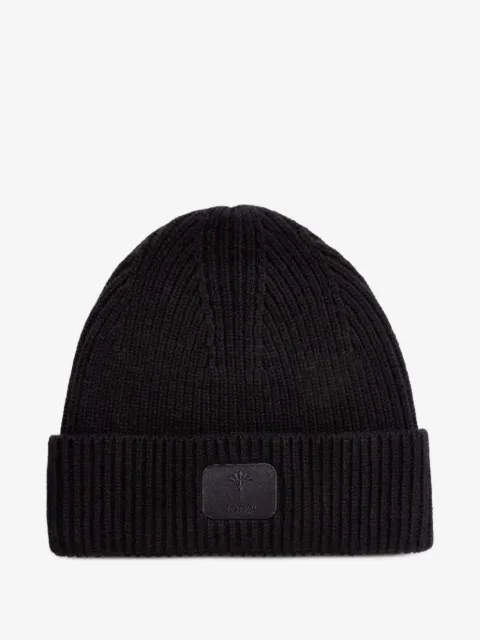 Joop! gorro tejido de canalé con parche del logo