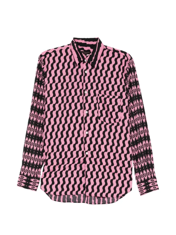 Comme des Garçons Abstract-print Long-sleeve Shirt in Pink