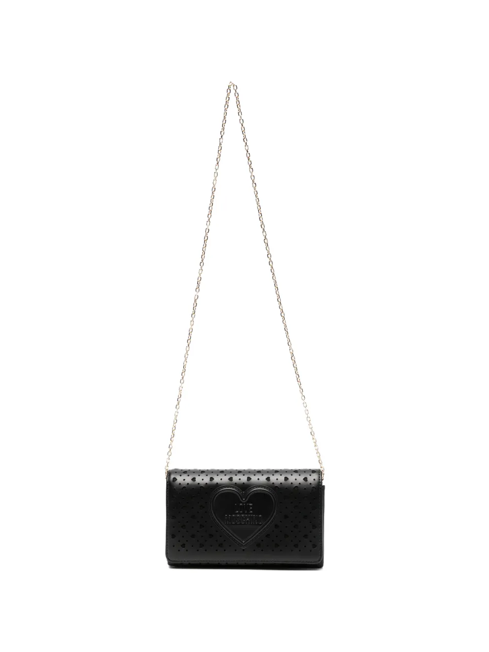 Love Moschino heart-perforated chain cross body bag - Nero