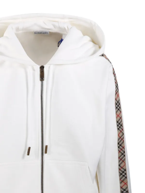 Burberry Check Zip Hoodie | White | FARFETCH CA