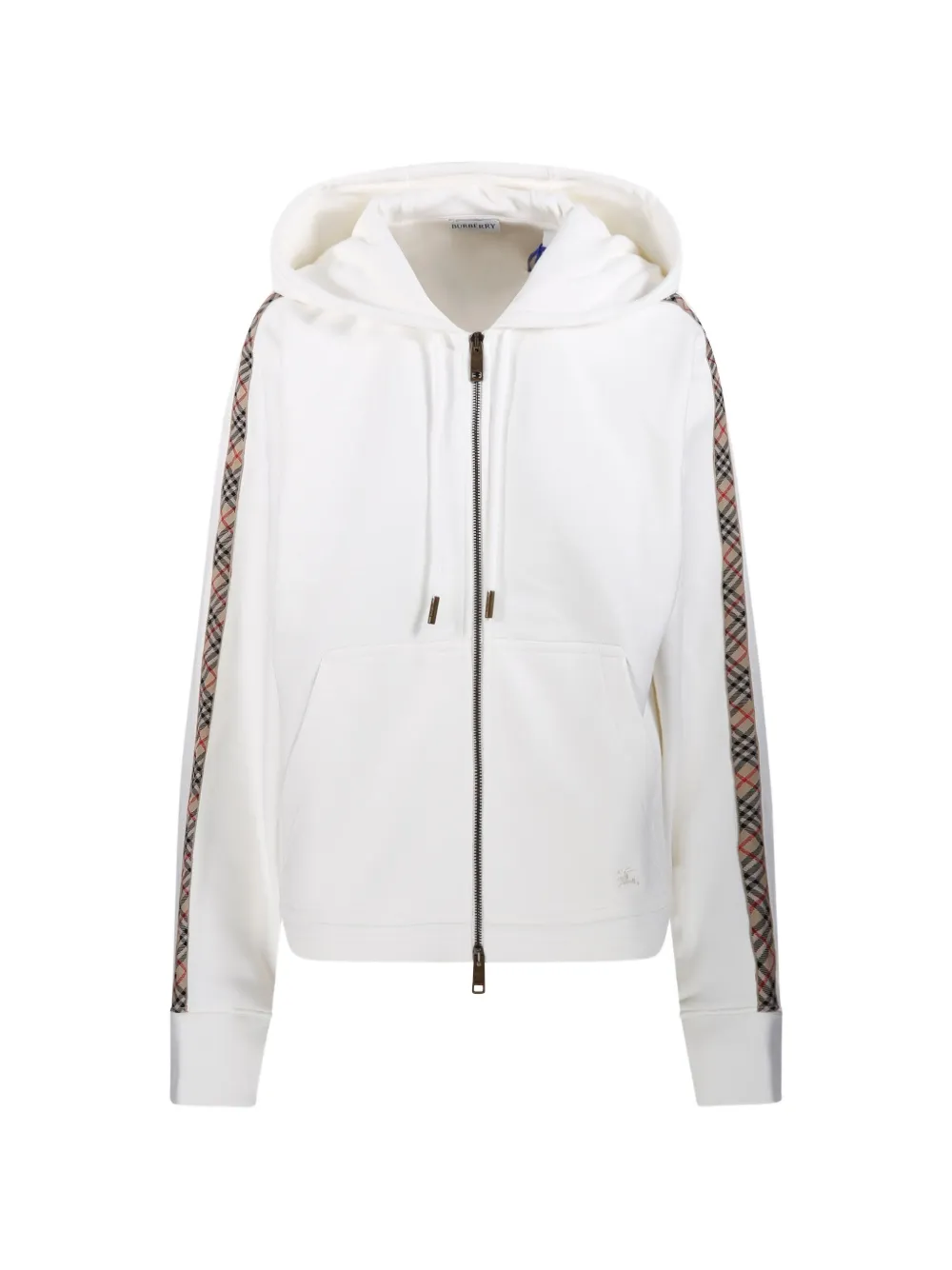 Burberry check zip hoodie - White