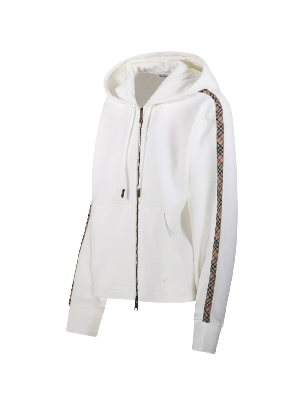  Burberry Check Zip Hoodie - White 