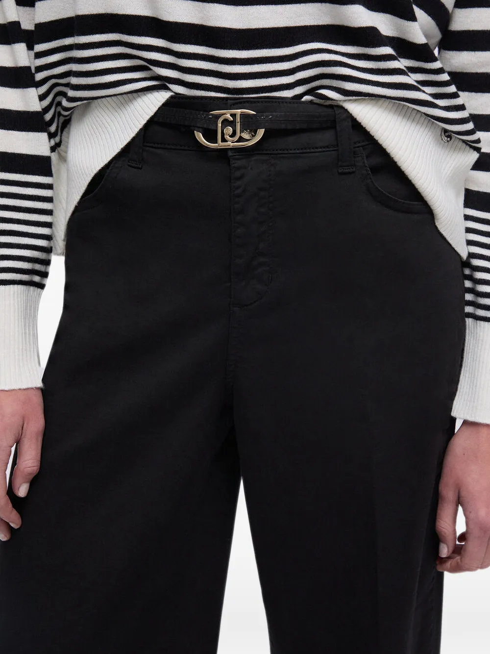LIU JO Flared broek met ceintuur Zwart