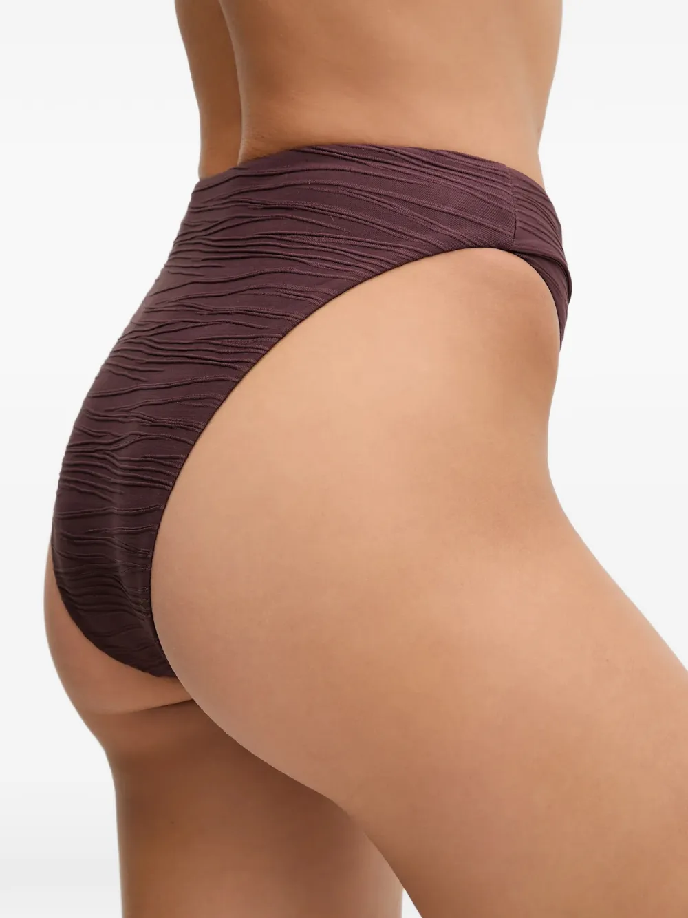 Karl Lagerfeld Bikinislip met logoplakkaat en textuur Bruin