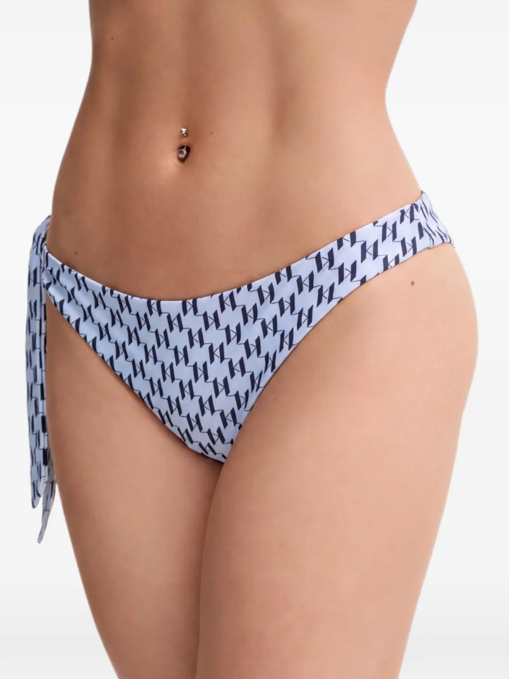 Karl Lagerfeld monogram-print side-tie bikini bottoms - Blu