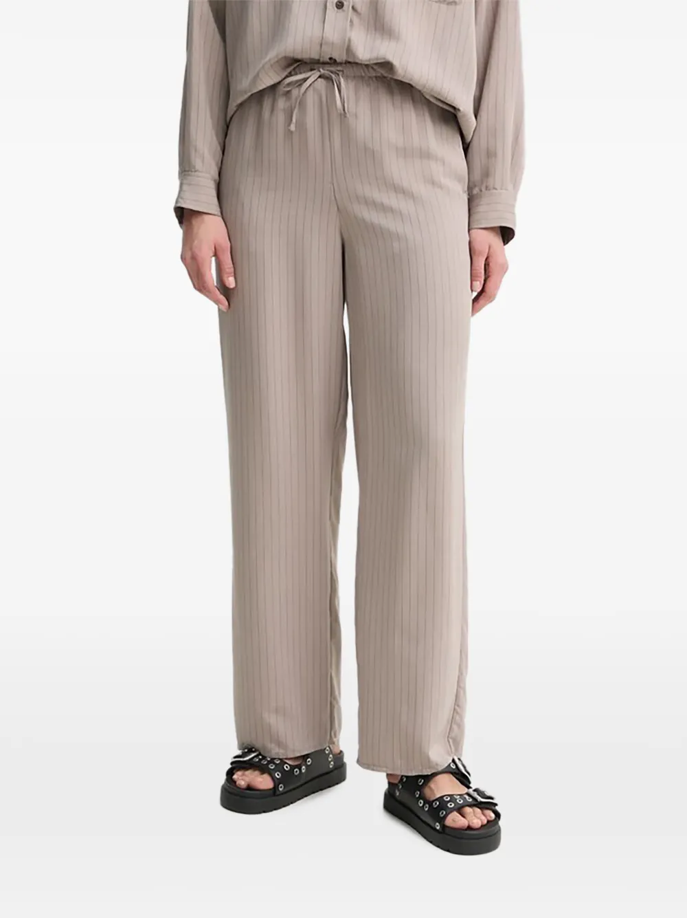 American vintage Nadelstreifen-Hose mit Kordelzug - Nude