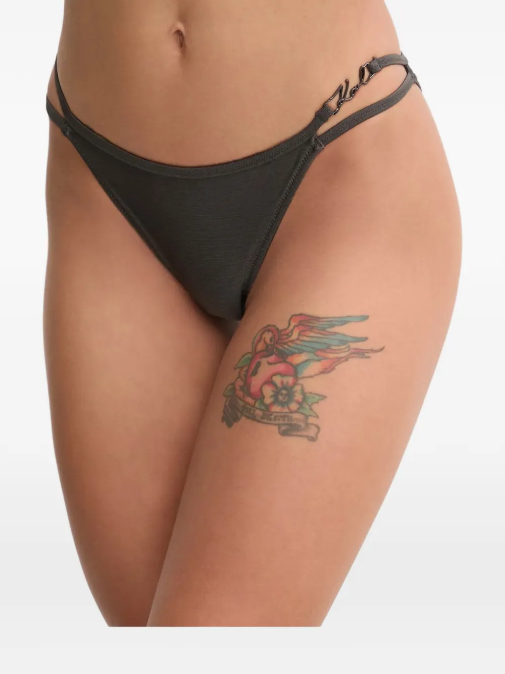 Karl Lagerfeld K/Signature mid-rise bikini bottoms - Grau