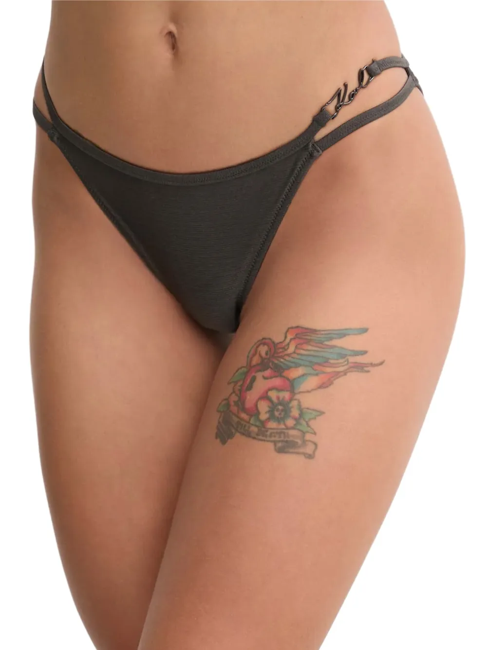 Karl Lagerfeld K/Signature mid-rise bikini bottoms - Grigio