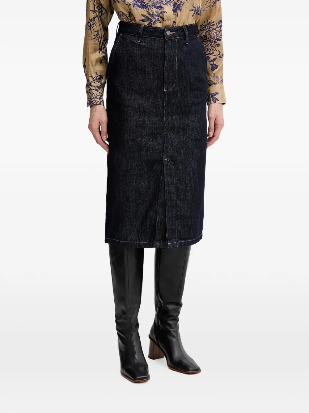 Sisley front-slit midi skirt