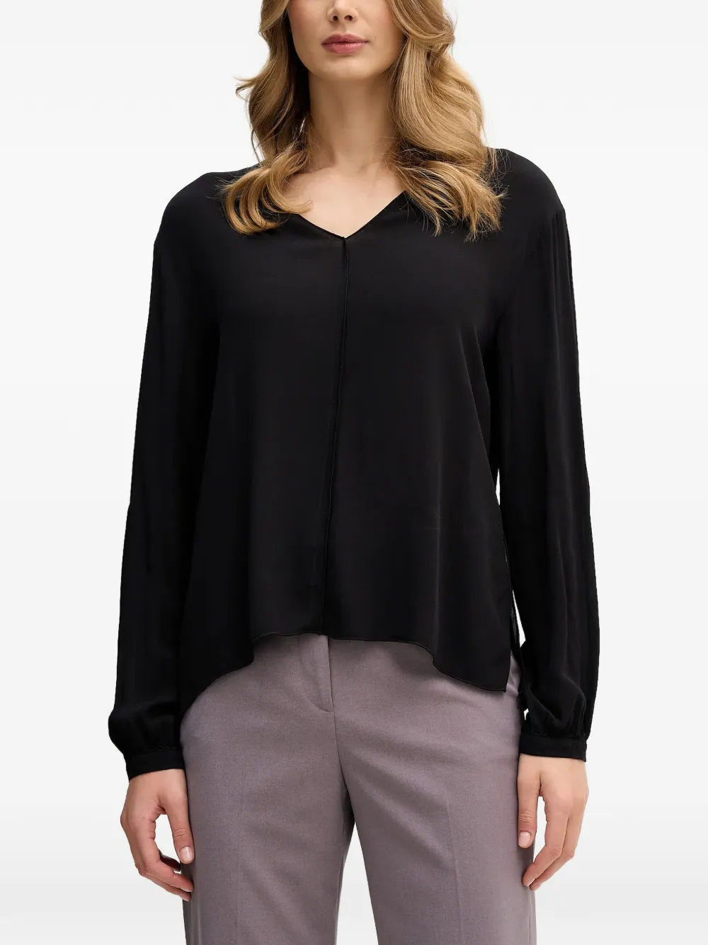 Sisley long-sleeve V-neck T-blouse