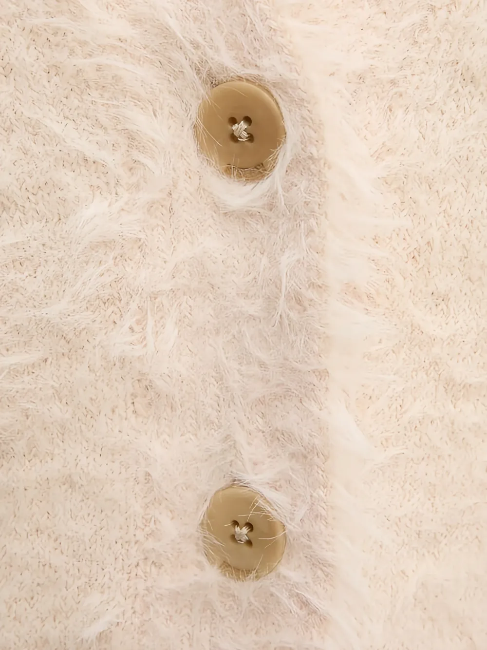 Sisley V-neck fuzzy cardigan Beige