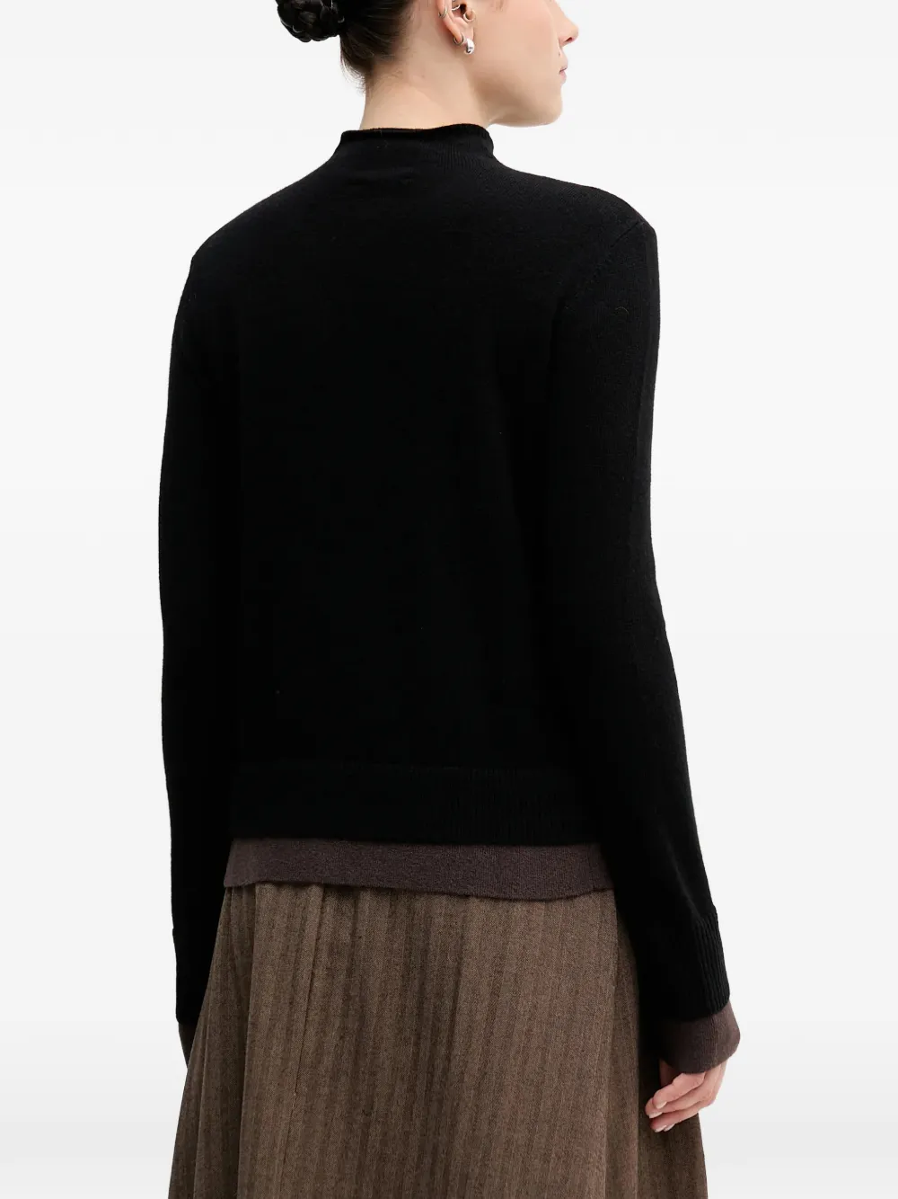 Sisley Trui met hoge hals en geribbelde afwerking Zwart