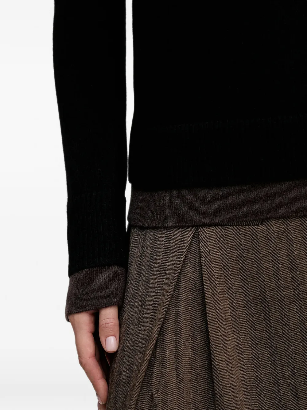 Sisley Trui met hoge hals en geribbelde afwerking Zwart