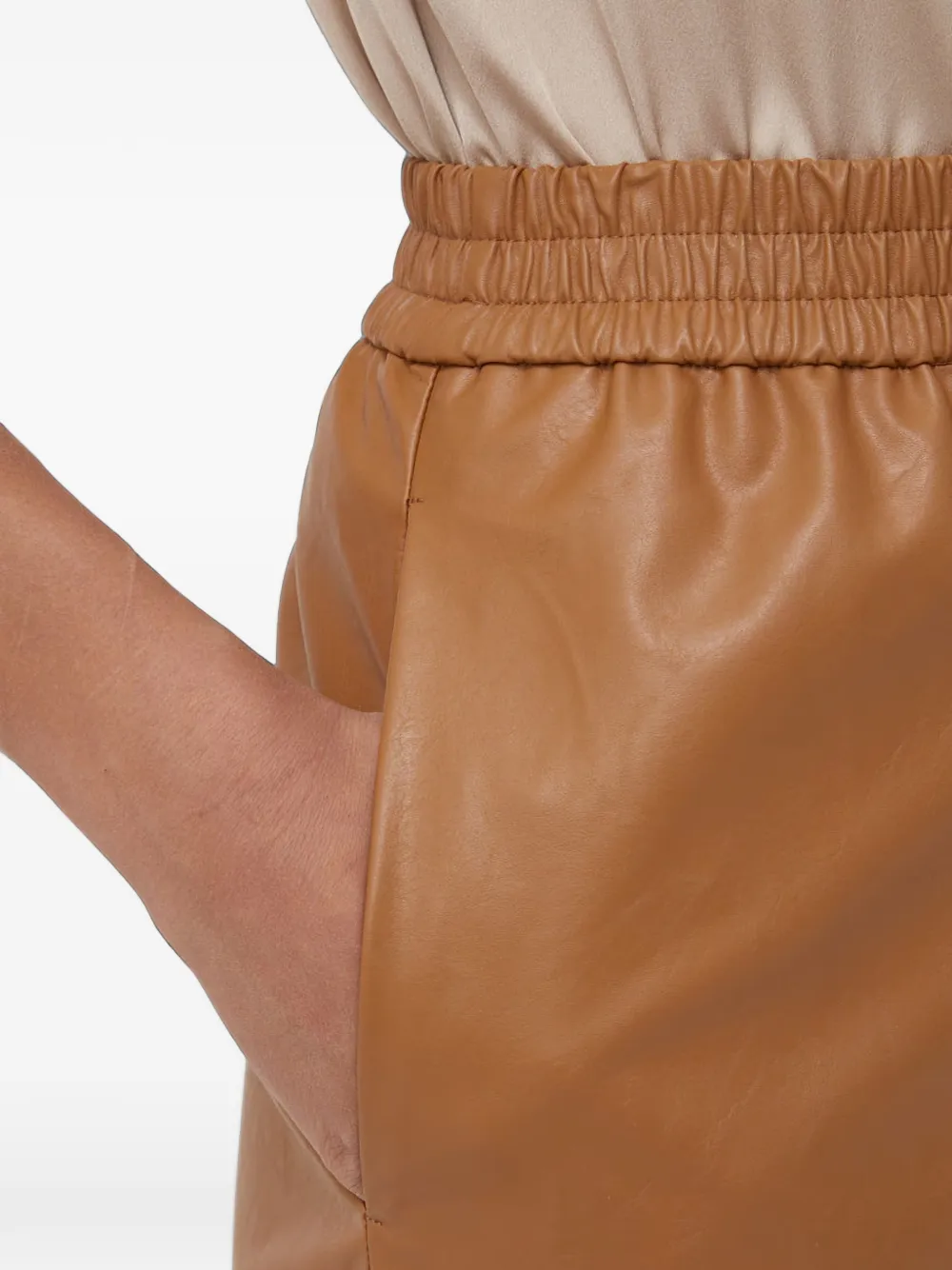 Sisley Elastische shorts van imitatieleer Bruin