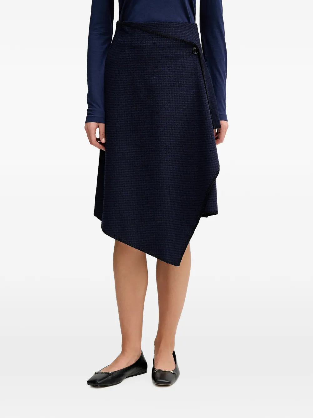 Sisley gingham-pattern midi skirt