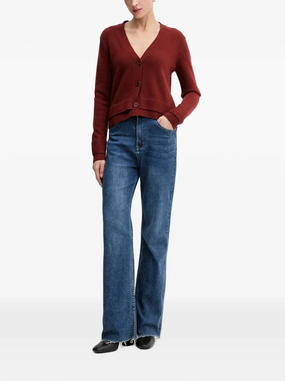 Sisley Vest met V-hals Rood