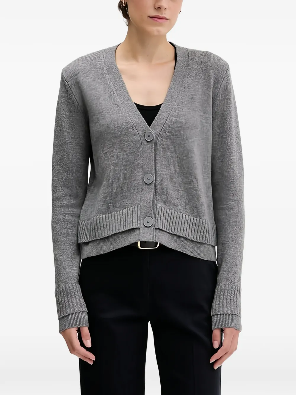 Sisley button-down V-neck cardigan - Grey