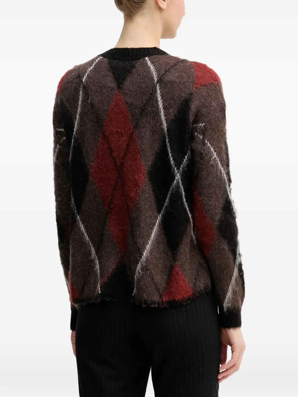 Sisley argyle knitted sweater Bruin