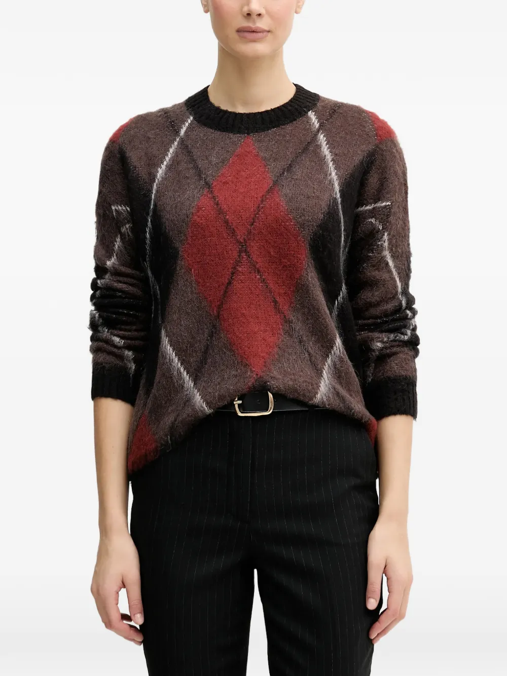 Sisley argyle knitted sweater
