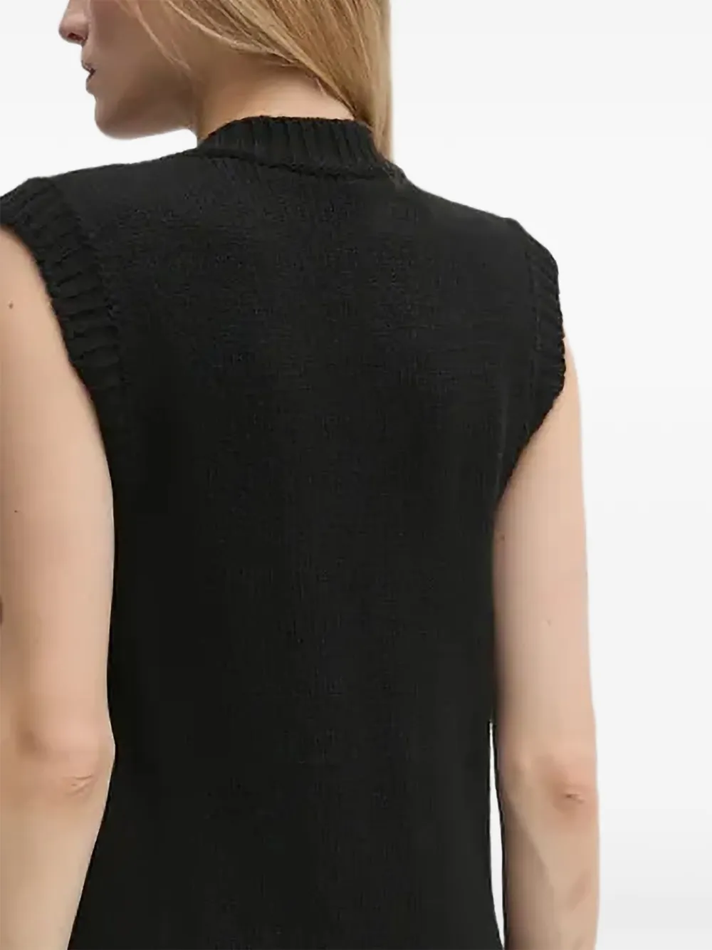 Sisley Mouwloze jurk met V-hals Zwart