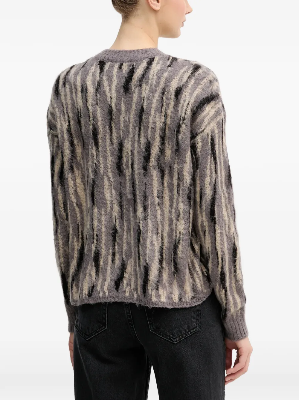 Sisley Geborstelde trui met abstract patroon Grijs