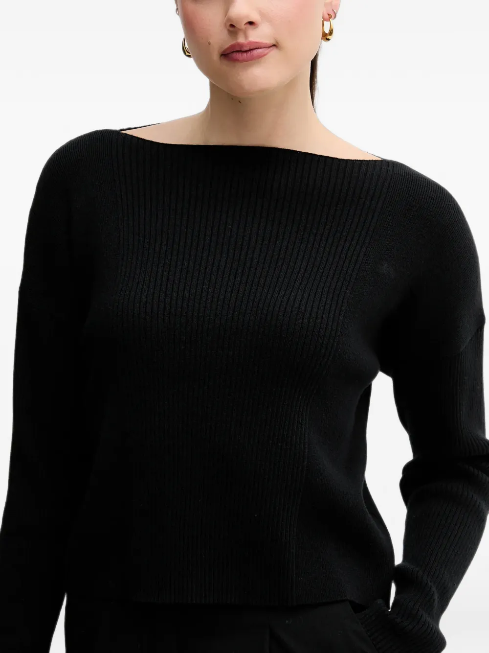 Sisley ribbed knit sweater Zwart