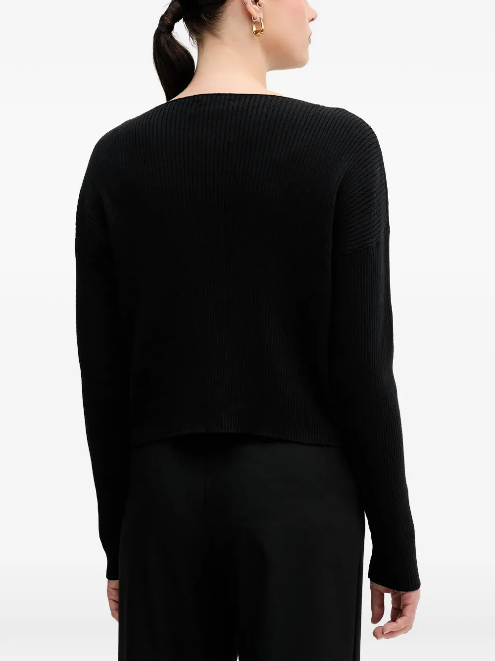 Sisley ribbed knit sweater Zwart