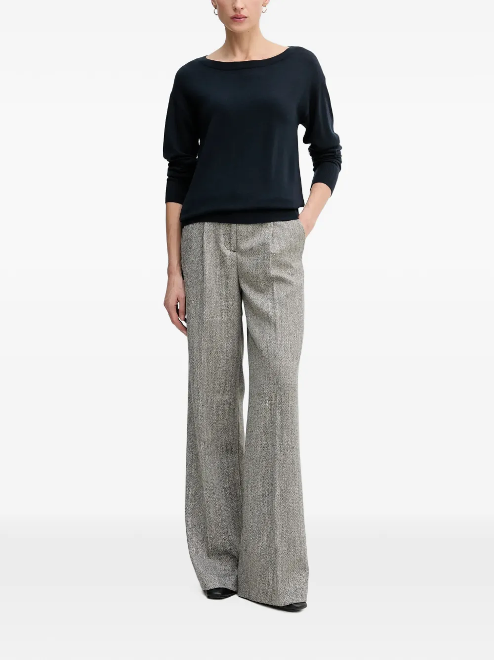 Sisley Trui met boothals en lange mouwen Blauw