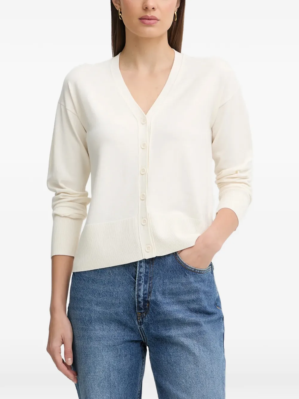 Sisley Cardigan con bottoni e scollo a V - Toni neutri