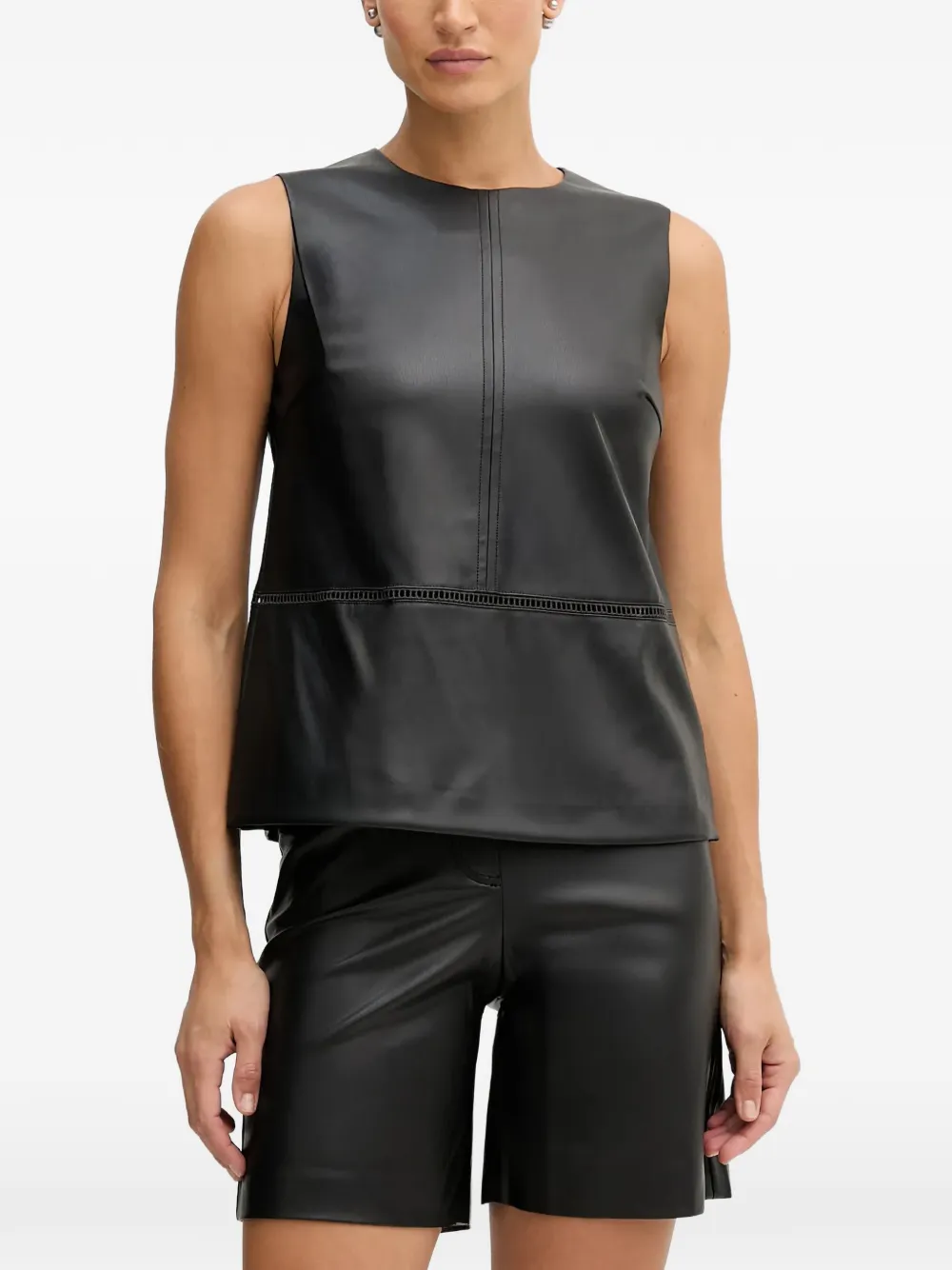 Sisley perforated-detail faux-leather tank top