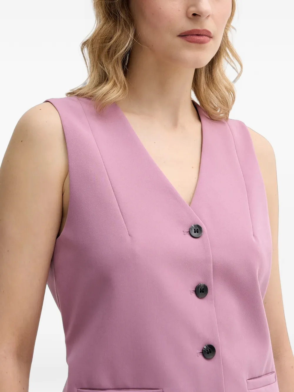 Sisley Gilet met V-hals en knopen Roze