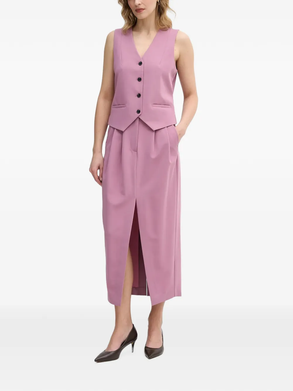 Sisley Gilet met V-hals en knopen Roze